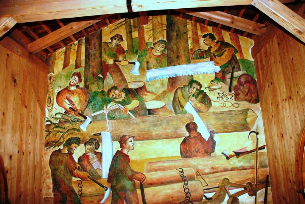 L'affresco di Vico Calabrò nella stanza dentro la Stua sul Padola